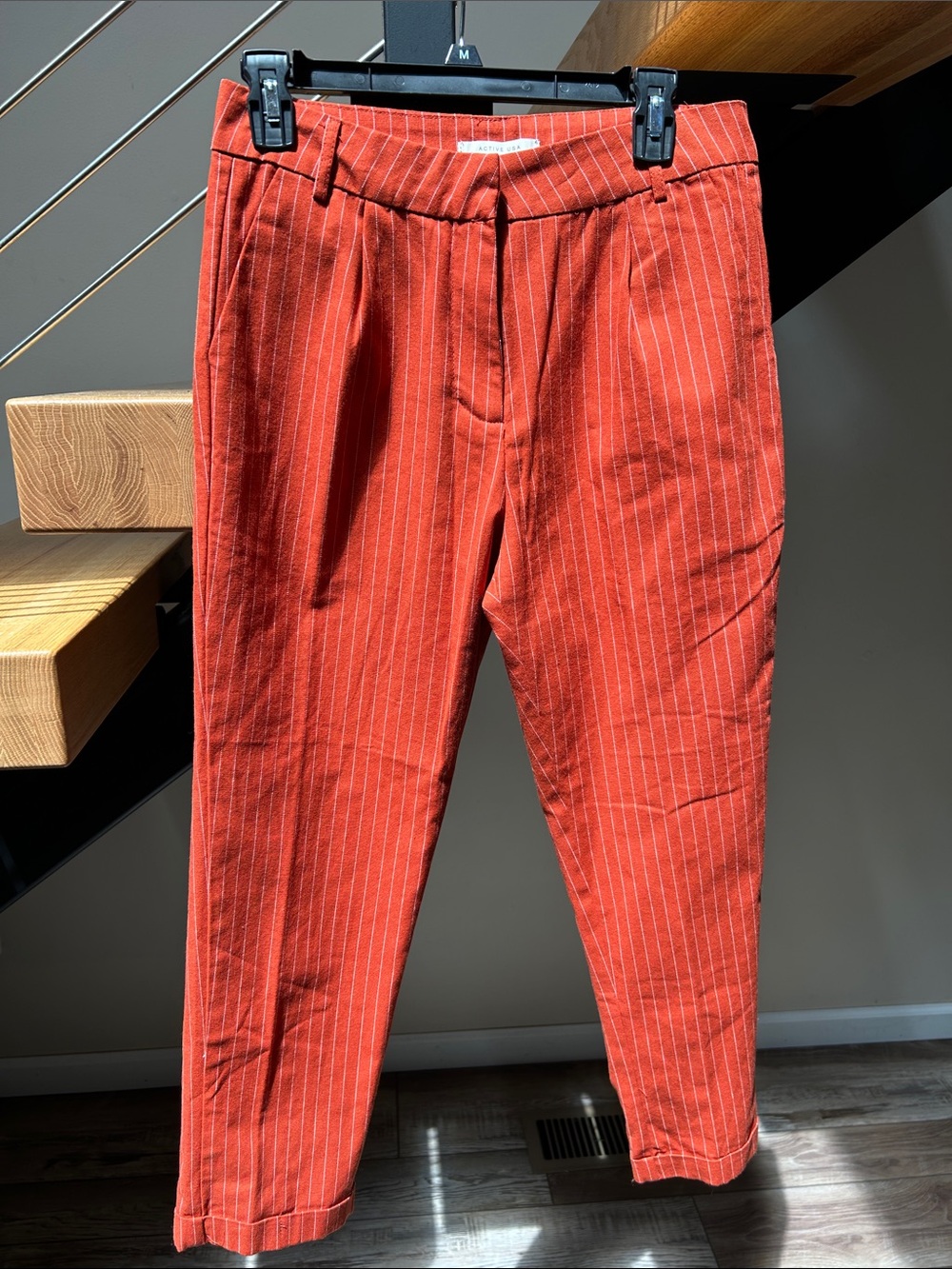 Active USA Rust-Orange Pinstripe Trousers
